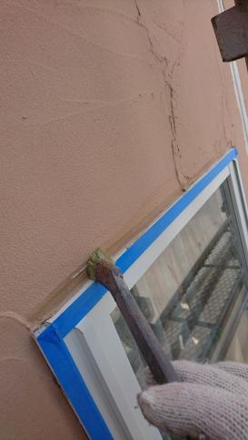 サッシ廻りプライマー塗布作業